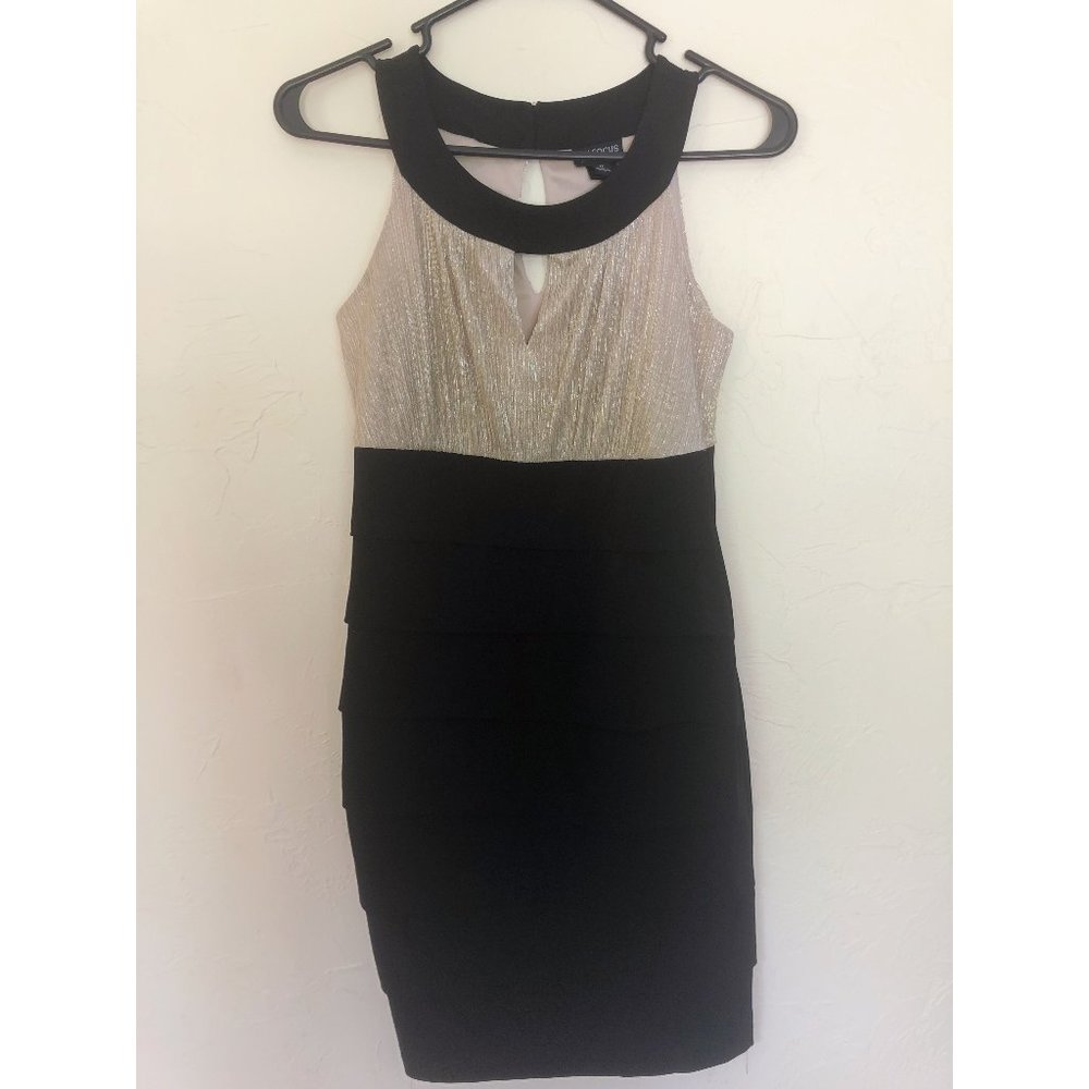 En Focus Studio Size 6 Dress Gold and Black